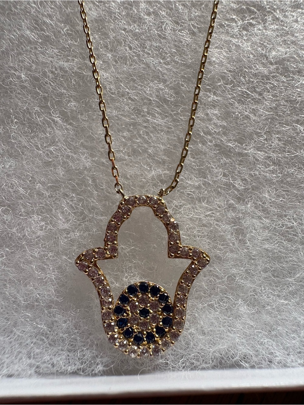 S925 Delicate Gold Hamsa Hand Pendant Necklace 18”